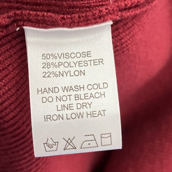 New ee:some Large L Red Stretch Ribbed Rib Knit One Shoulder Long Sleeve Sweater - Picture 4 of 4